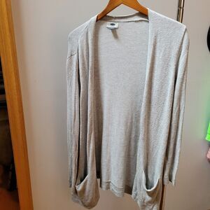 Old Navy Size Large Gray Open Front Cardigan Sweater Top Women Stylish Pockets